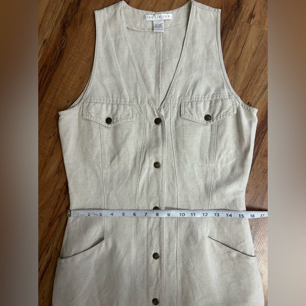 Vintage 90s The Limited Linen Cotton Blend Button Snap Maxi Dress Womens 6 - Picture 11 of 12